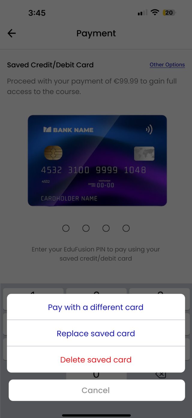 EduFusion — Card options