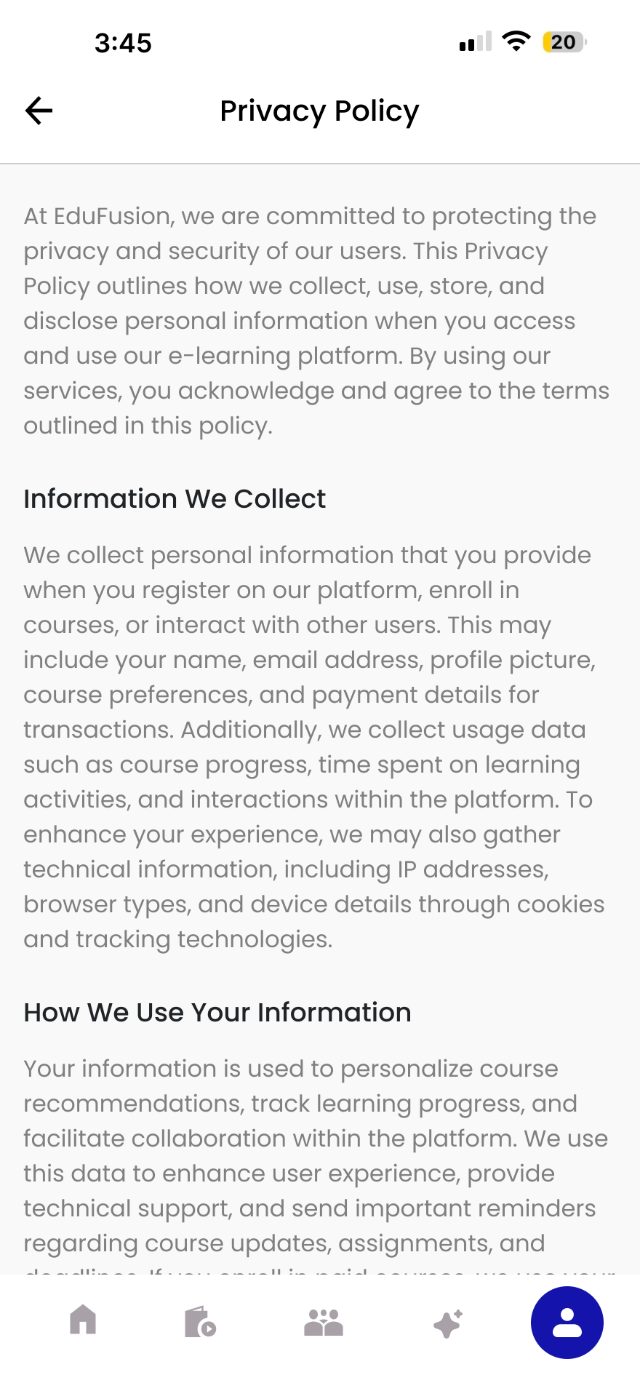 EduFusion — Privacy policy