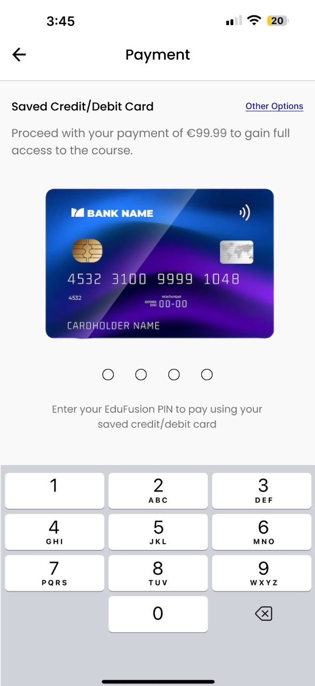 EduFusion — Saved card