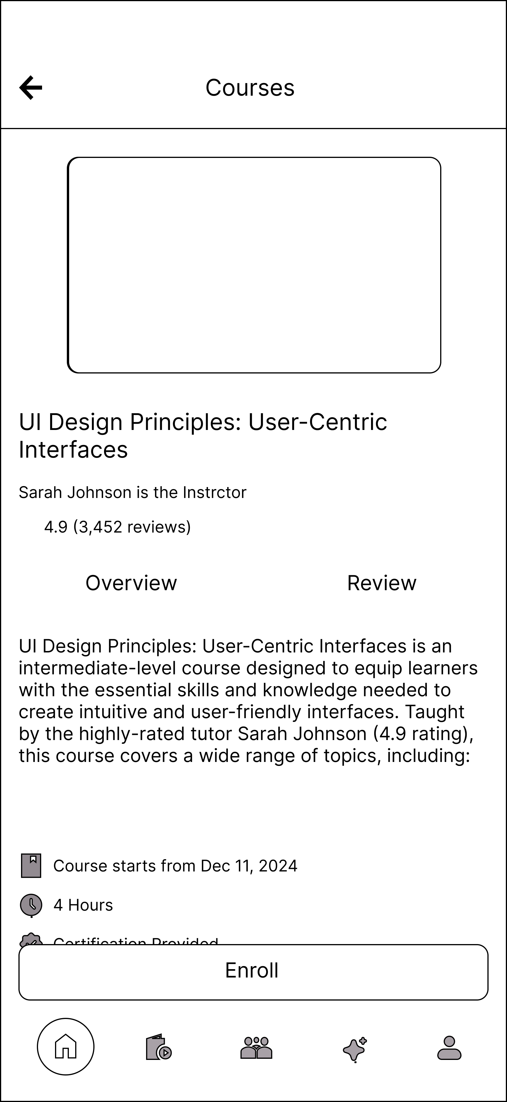 EduFusion Course detail wireframe