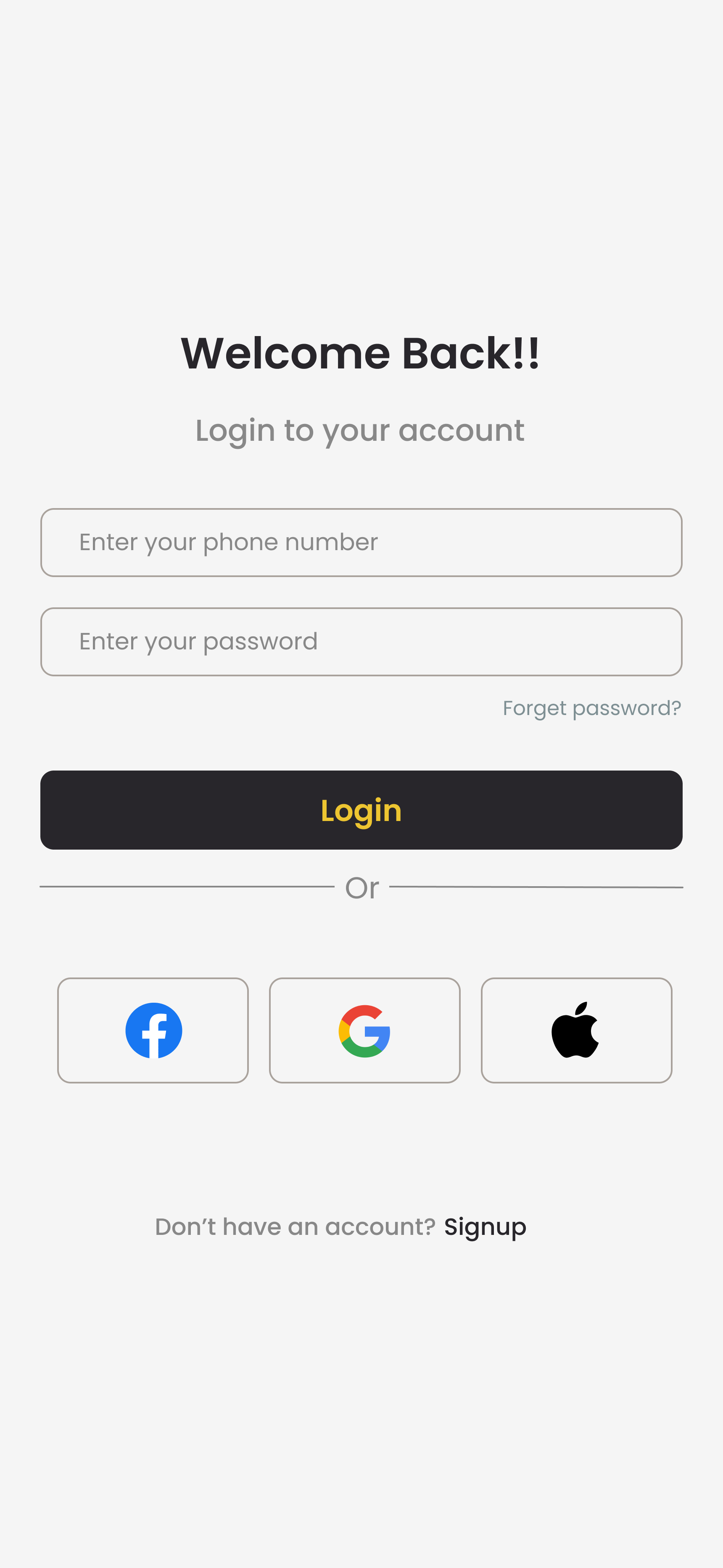 GadgetGo Login screen