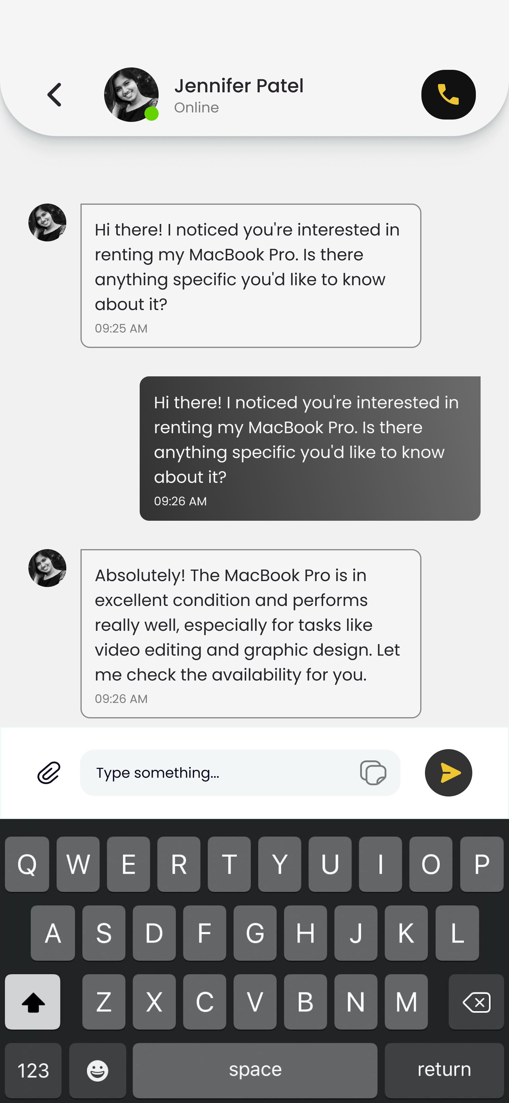 GadgetGo Chat with owner screen