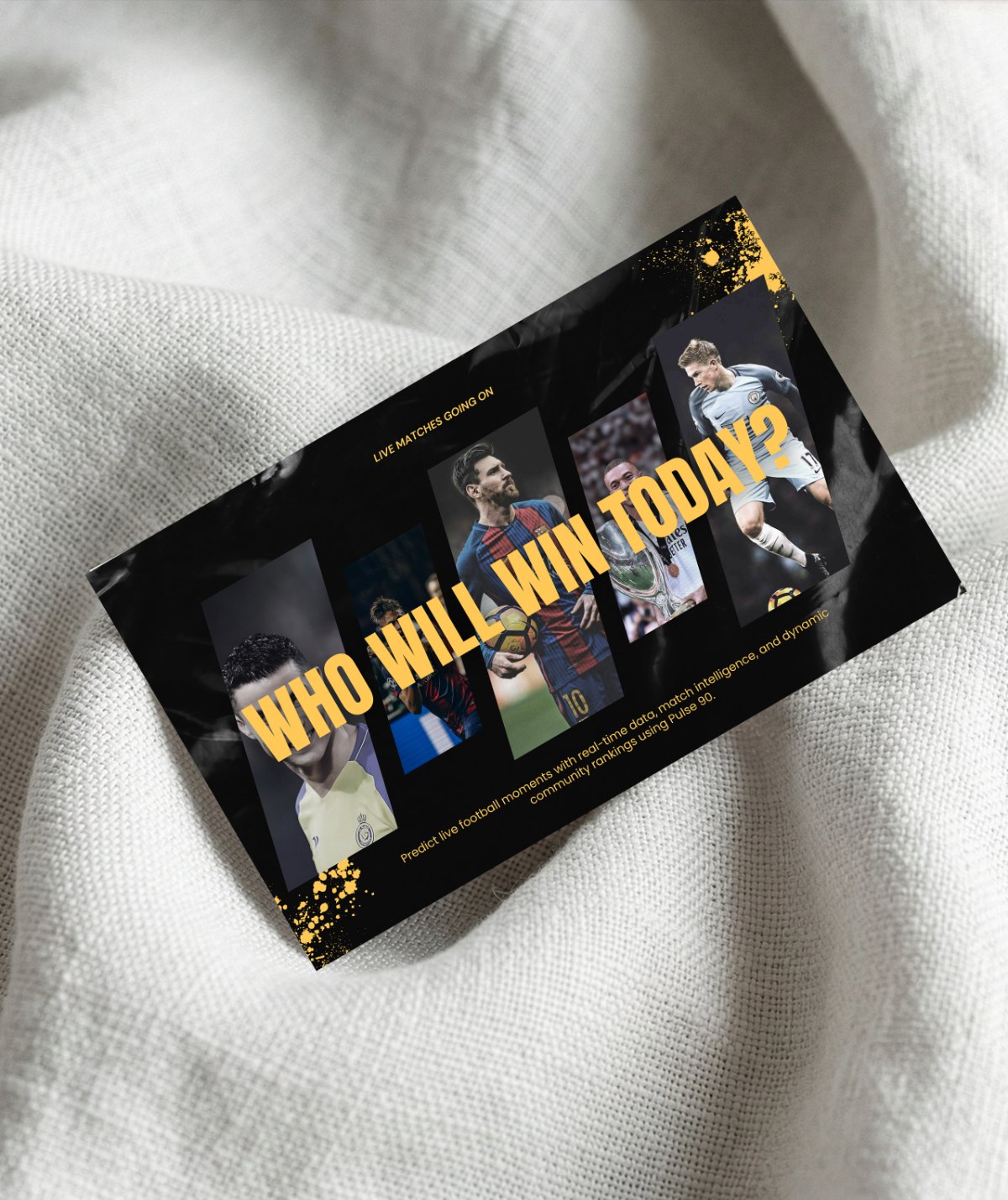 Pulse 90 business card mockup on fabric