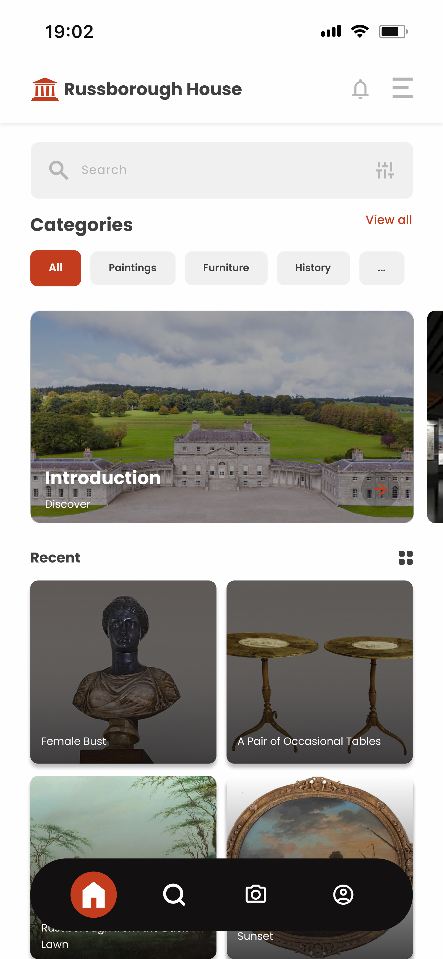 Russborough Home screen