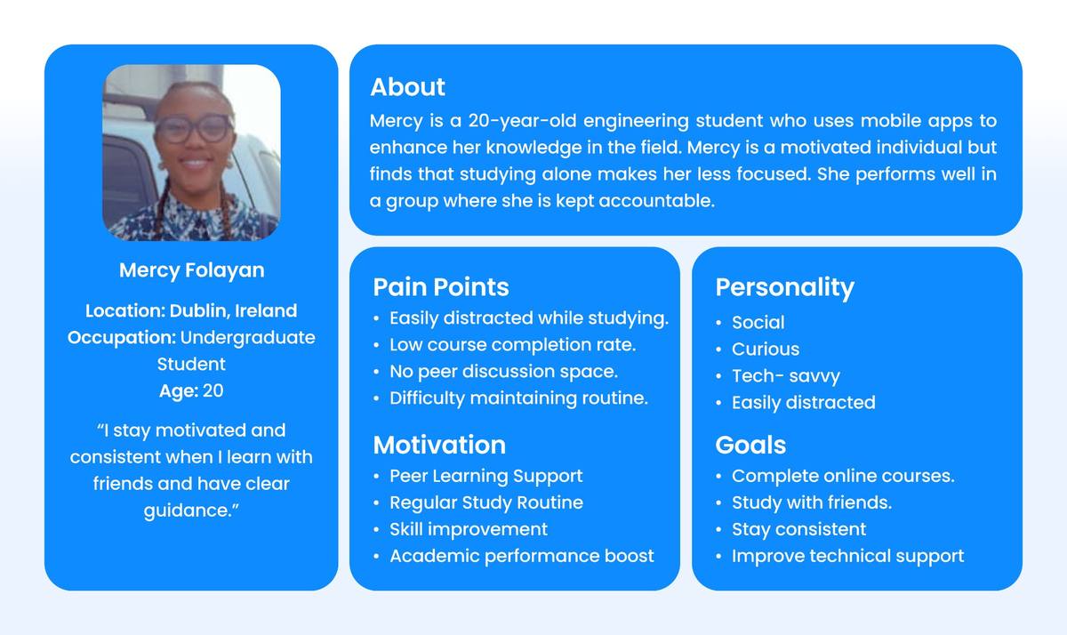Persona — Mercy Folayan, undergraduate student