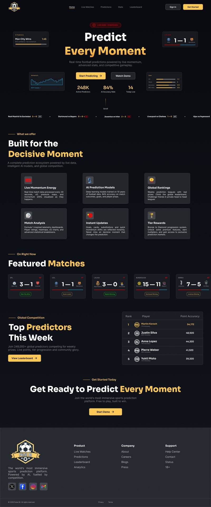 Pulse 90 — Homepage — Predict Every Moment